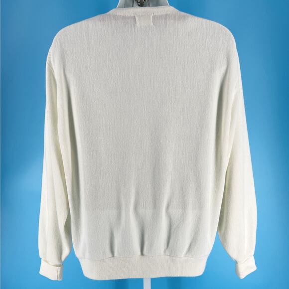 90s cardigan sweater ivory Zeneca Pharmaceuticals 1990s vintage - Picture 2 of 6